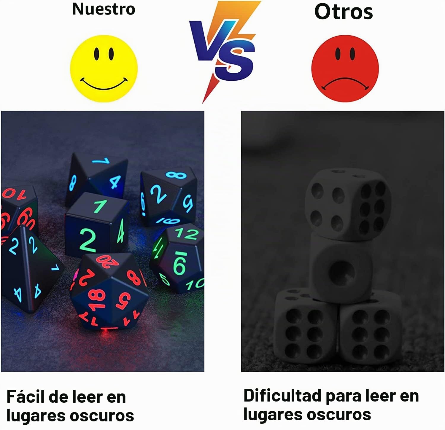 Dados de rol Luminoso Dados rol con Estuche de Carga Adecuado para Dragones y Mazmorras Juego de Mesa Dungeons and Dragons etc.,Juegos de Mesa