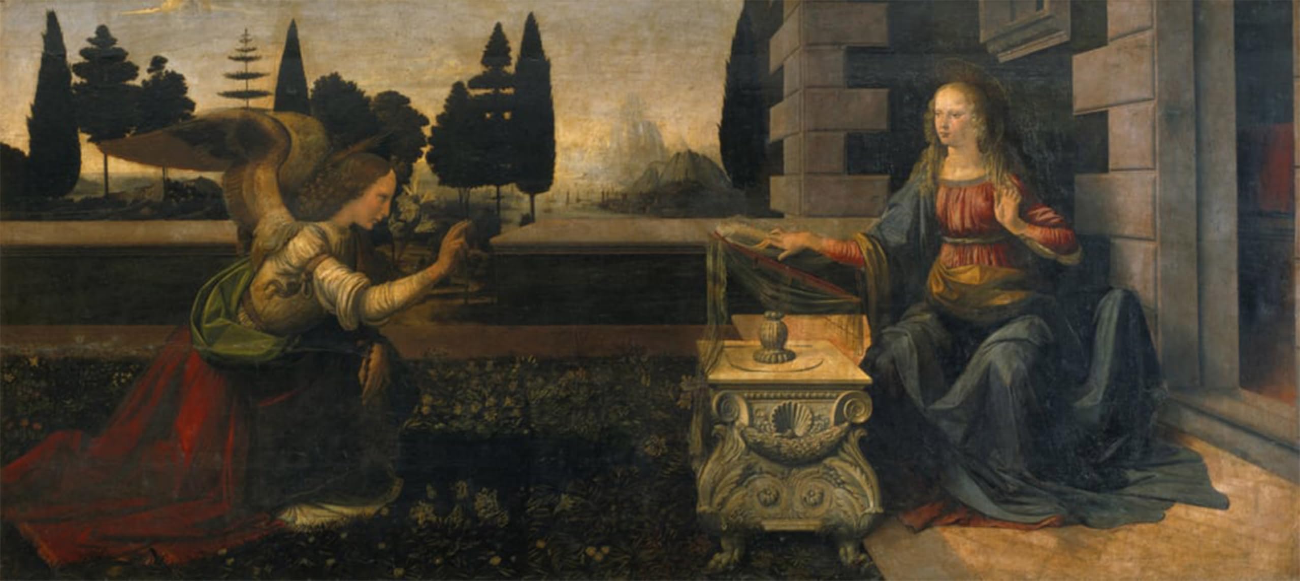 SERENDIPITP Aesthetic Poster Photo Wall Print Retro Picture the Annunciation by Leonardo Da Vinci Modern Wall Artwork for Home Decor 60x90cm