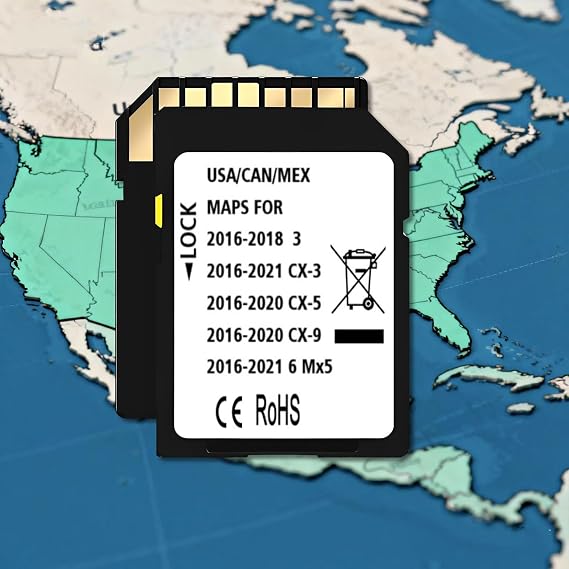 Latest Navigation SD Card Memory,Compatible with: (2016-21)-Cx3. (2016-20)-Cx5. (2016-20)-Cx9. (2016-22)-Mx5. (2016-18)-3. (2016-22)-6, Can/Mex/USA Maps