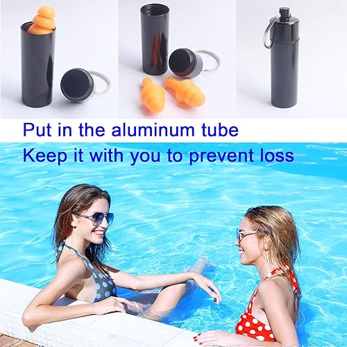Miniatura 5 de Tapones para los oídos para dormir, 9 pares de tapones de silicona para los oídos para nadar con funda de transporte de aluminio, reducción de ruido