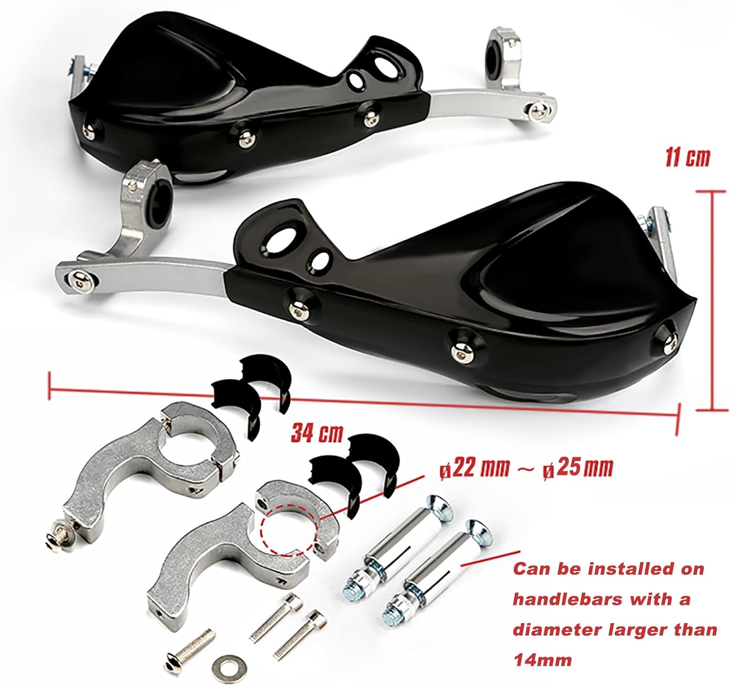 1Pair Motorcycle Handguards for Kawasaki KLR 650 1987-2024, Motorbike Hand Protectors for 22mm-25mm Handlebar, Durable Wind Deflectors for Handlebar Hand Shields