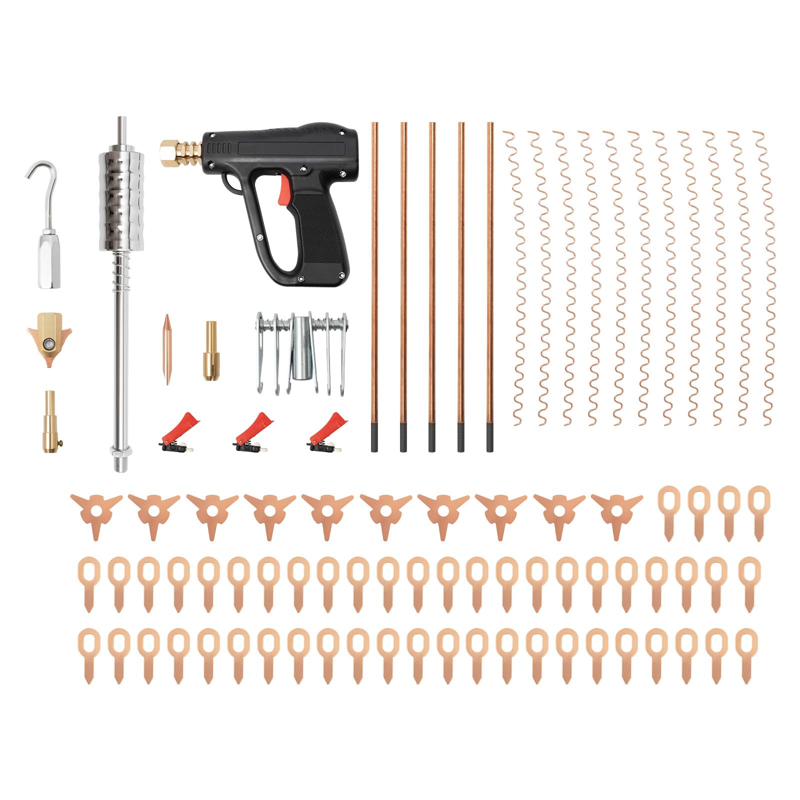 86-delige spotter-accessoires, box, uitdeukgereedschap, deuktrekker, kit, carrosserie, reparatietool, deukreparatie, gereedschap voor deuken, carrosserie, spotter-accessoires, bokslasapparaat, kit voor de reparatie van deuken