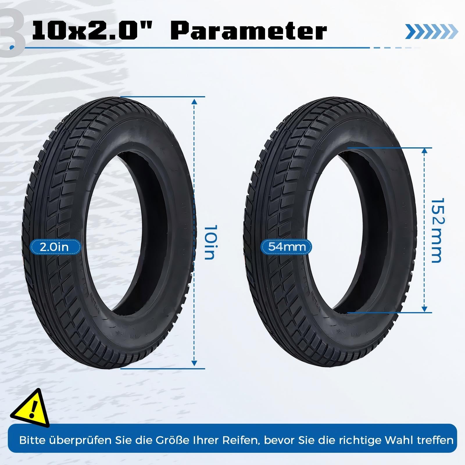 Reifen 10x2, Reifen 10 x 2 Kind-erwagen, NeumáTico 10 x 2.0 54-152 Mantel und Schlauch Kin-derwagen, Verschleißfester Tire, Nylon Pannensicher, 10x2.0 für E Scooter, Elektroroller