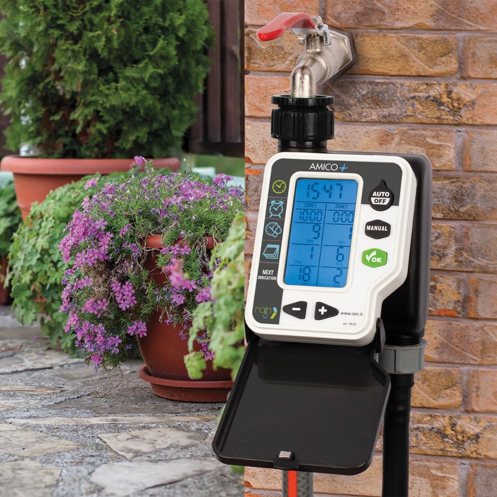 DI GIULIO SRL Rain Amico + Centralina da Rubinetto per Balcone Giardino Terrazzo Irrigazione Semplice (Amico + 2 zone)