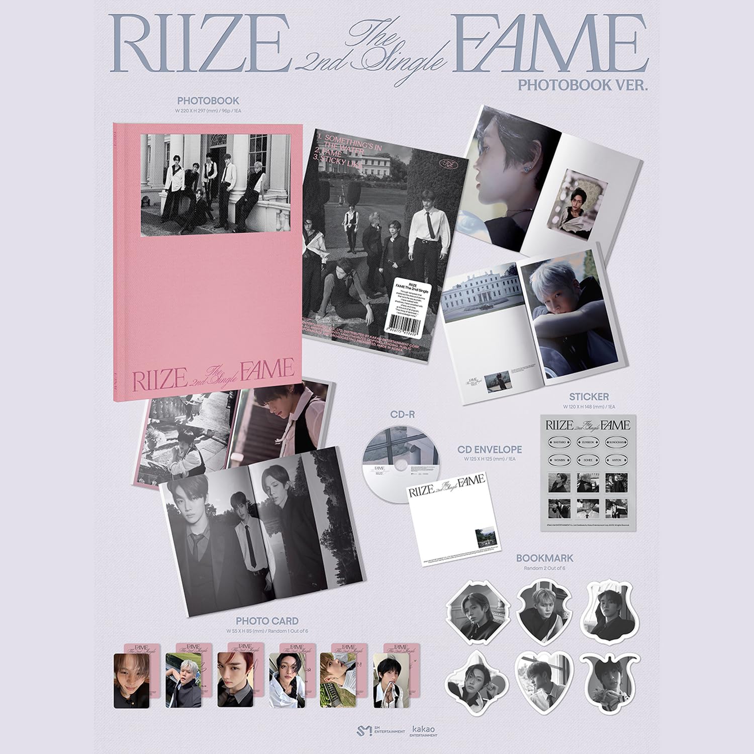 RIIZE - The 2nd Single [Fame] (Photobook Ver.) Photobook + Sticker R mark + Photo Card + 3 Extra Photocards