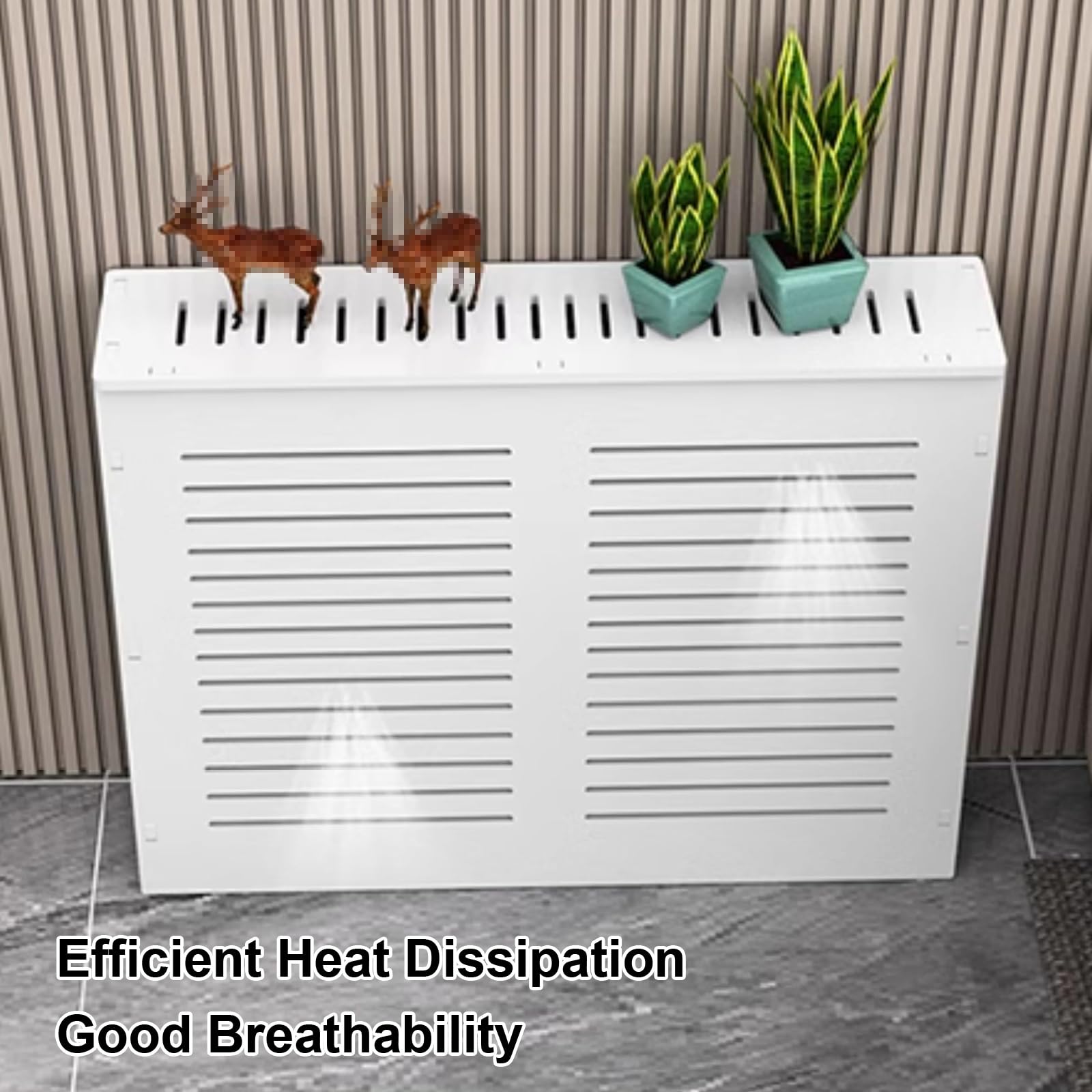Moderna copertura per termosifone, colore bianco, design ignifugo per nascondere tubi ingombranti in soggiorno e camera da letto (80 x 70 x 20 cm)