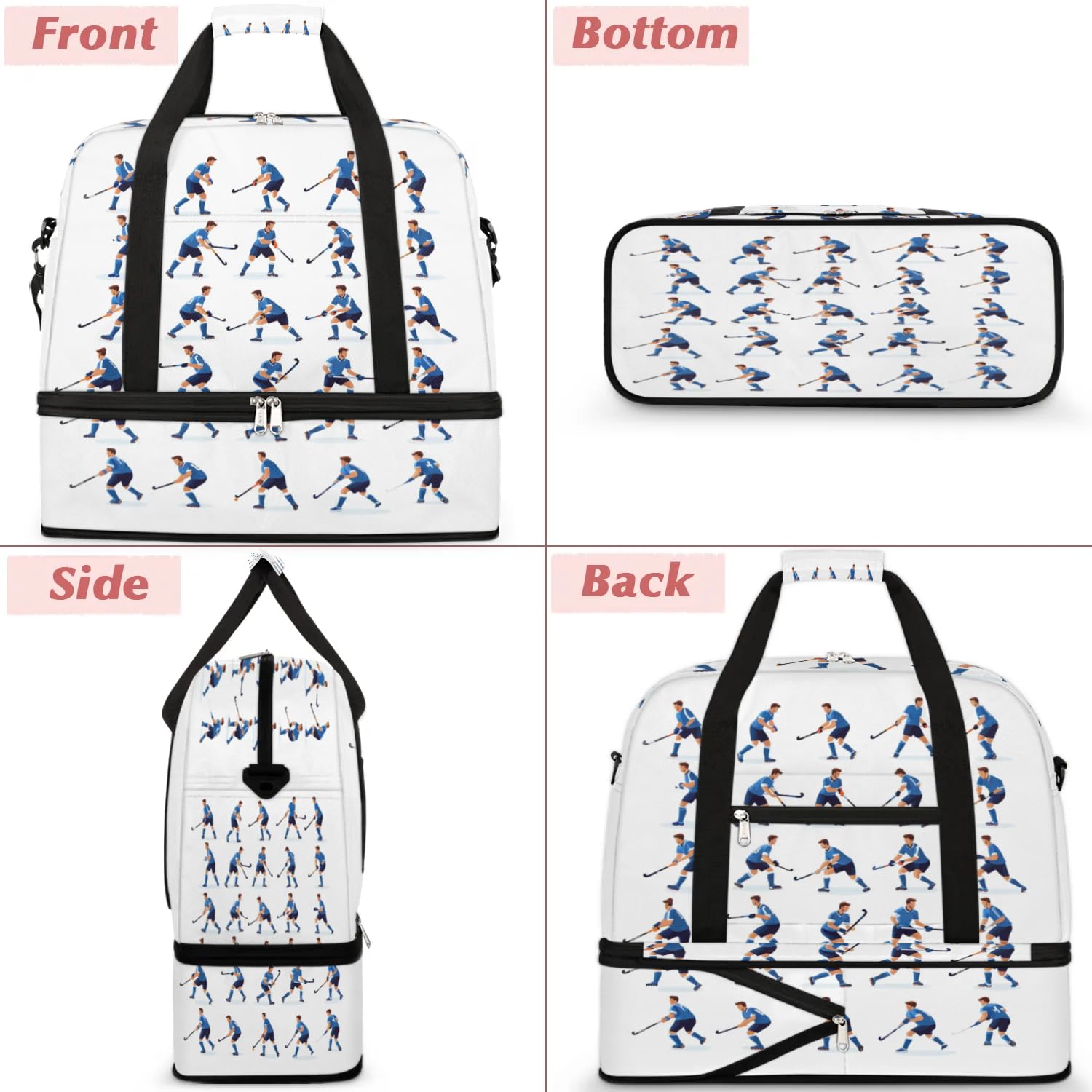 Sac de voyage pour athlète de hockey pour homme et femme, sac de week-end, sac fourre-tout pliable de 47 l pour sport, gym, yoga, couleur, 47 L, Organiseur de sac