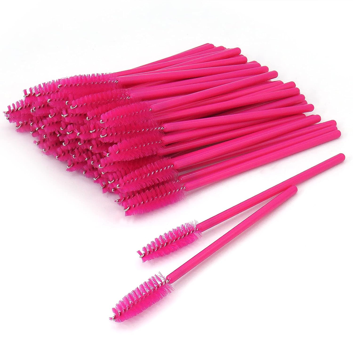 GreenLife 50 pcs Multicolor Disposable Eyelash Brush Mascara Wands Applicator (Red-Red)