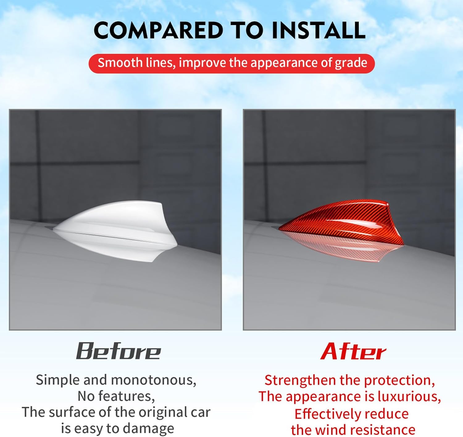 Replacement for Antenna Cover Shark Fin Trim Hood Carbon Fiber Automotive Roof Aerials for BMW X1 X2 X3 X4 X5 X6 X7 F15 F20 F21 F31 F45 F46 F52 F34 F48 F49 F39 F15 F85 F16 F86(Red)