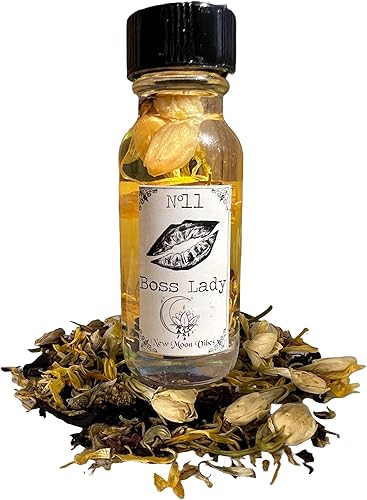 Boss Lady Conjure - Aceite de intención de 0.5 onzas, botella de hierbas paganas Wiccanas, aceite esencial infusionado, belleza, control de
