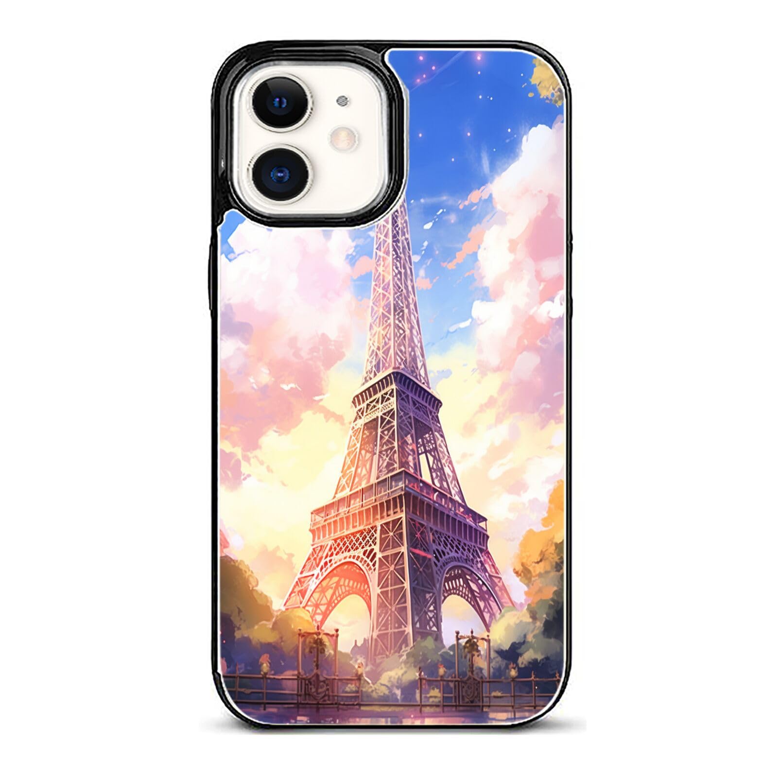 ZHONGWEI Card Wallet Phone Case for iPhone 12 Mini Effiel Tower-aa24 - Magnetic Closure - Multiple Card and Cash Compartment - Shock Protection Multicolor