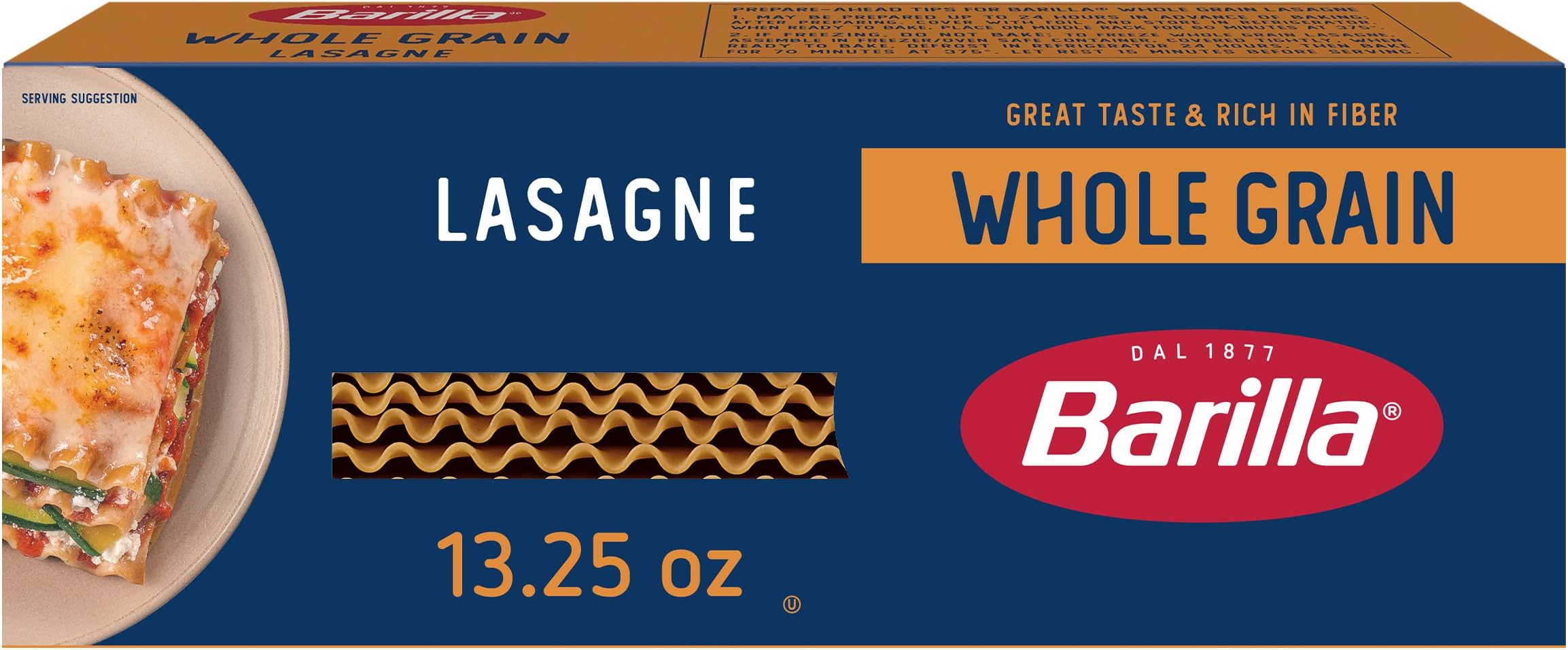 Barilla Whole Grain Pasta, Lasagne, 13.25 Ounce
