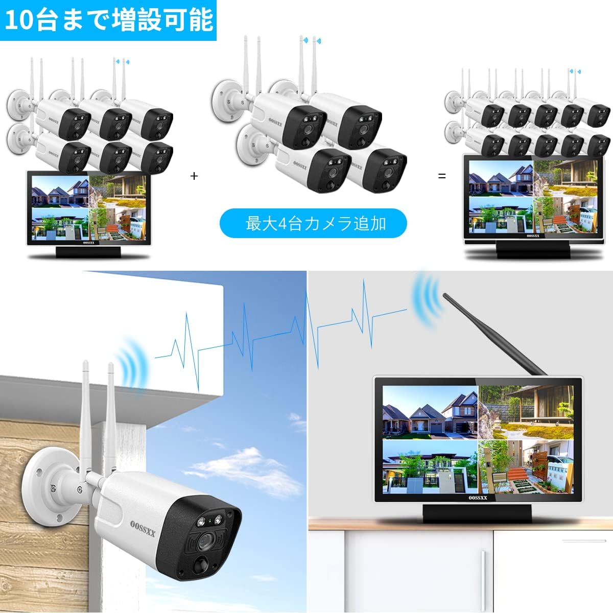 【双方向通話・ダブルアンテナ信号強化・130° 超広角】 防犯カメラ ワイヤレス 屋外 3K 500万画素6台 防犯カメラセット防犯