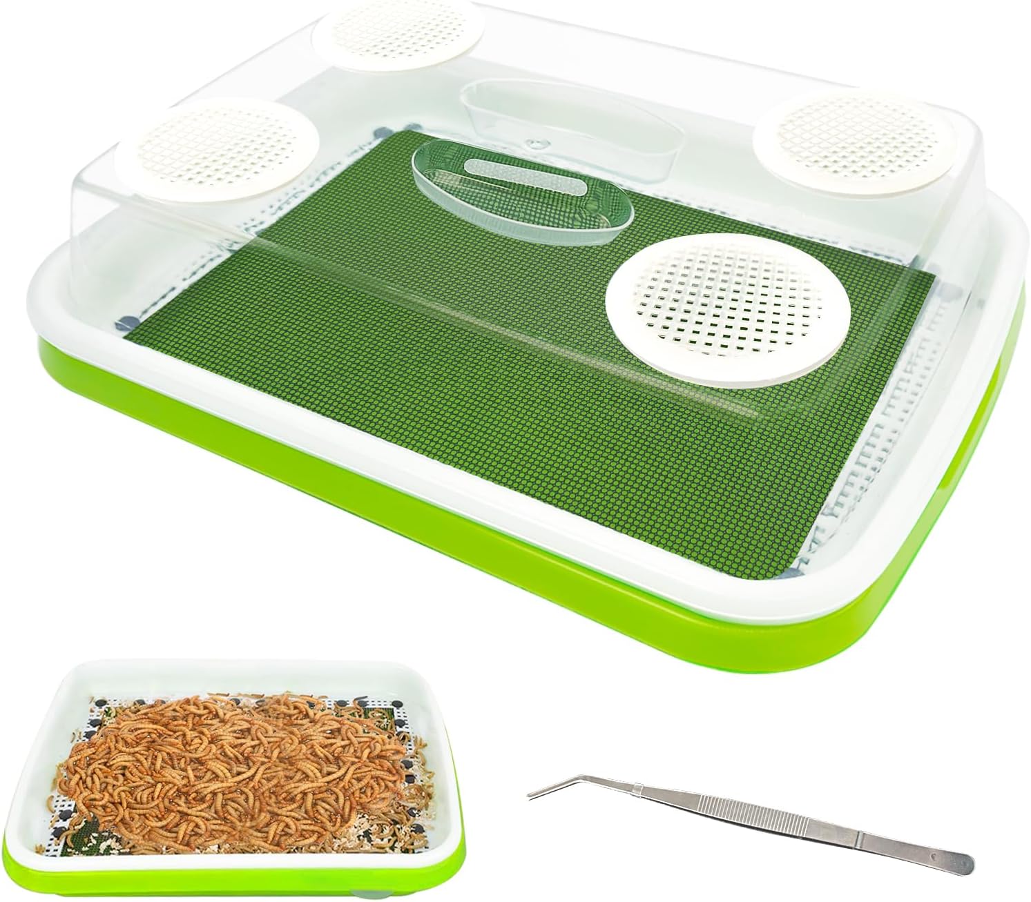 Mealworms Breeding Kit,Mealworms Keeper,Worm Farm with Insect Tweezers,is Used to Raise Your Own Meal Worms,to Breed Live Worms for Bearded Dragons,Leopard Geckos,Lizards,Frogs,Birds and Chickens