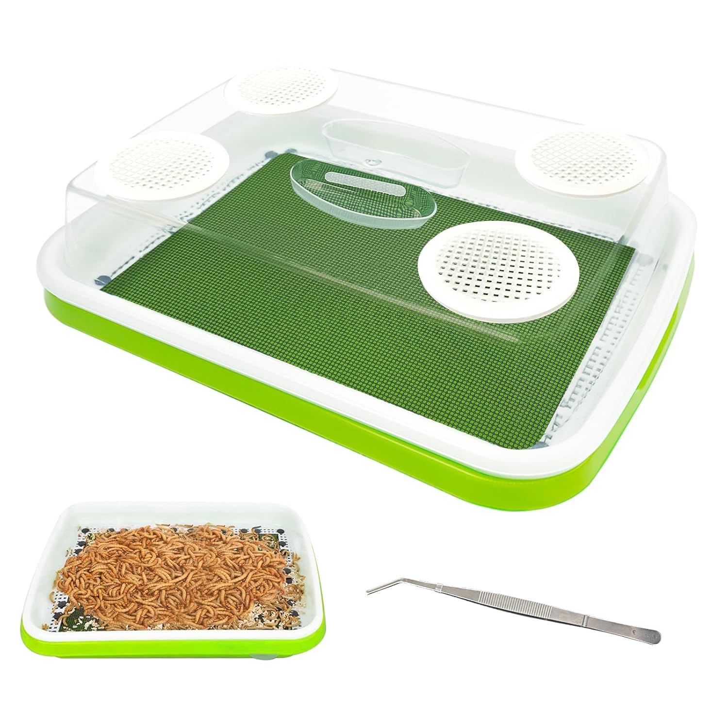 Mealworms Breeding Kit,Mealworms Keeper,Worm Farm with Insect Tweezers,is Used to Raise Your Own Meal Worms,to Breed Live Worms for Bearded Dragons,Leopard...