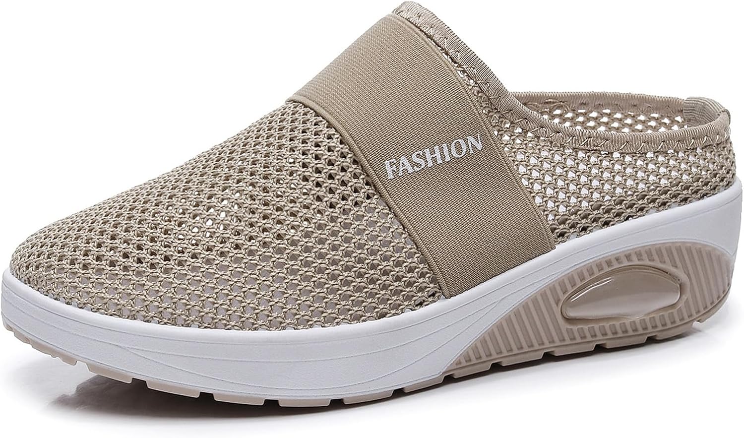 Women's Mesh Breathable Air Cushion Platform Mules Clogs Comfortable Closed Round Toe Backless Lightweight Slip On Orthopedic Wedge Mules Sneaker Summer Beach Vacation Walking Slippers