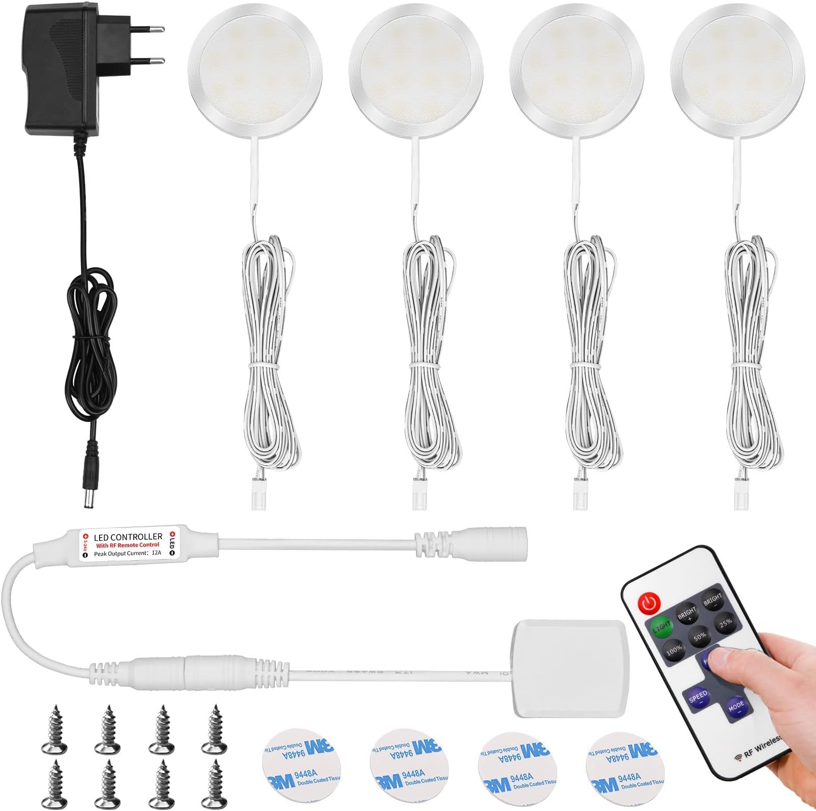 Lampe LED Encastrée 12V Blanc Chaud - Pour Cuisine, Armoire Ou Vitrine - 3 Spots, IP20, 200 Lumens