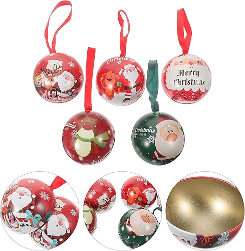 Miniatura 9 de Tarro de caramelo de Navidad, caja de bolas de caramelo, contenedor de galletas, regalos de Navidad, bolas redondas para árbol de Navidad, latas de