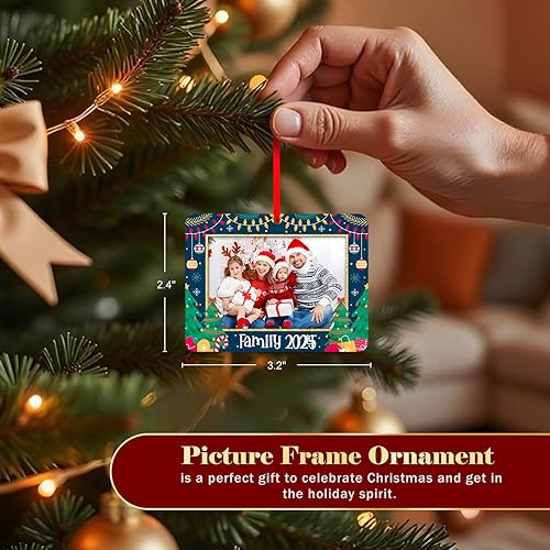 Vista 3 de WhatSign Marcos de Fotos Navideños Adornos - 2025 Adornos Familiares Personalizados Marco de Fotos para Decoraciones de Árbol de Navidad Regalos