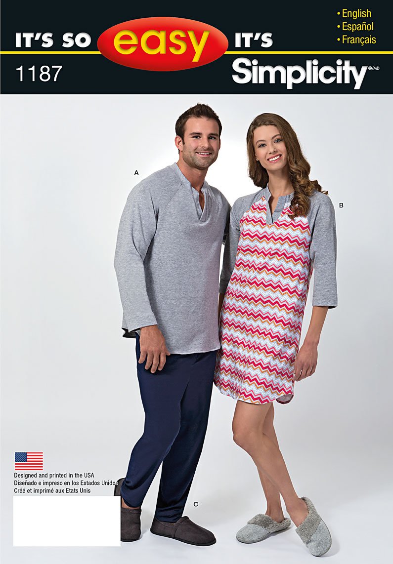 Simplicity 1187: "It's So Easy, Cartamodello per Pigiama Donna, Unisex, Colore: Multicolore