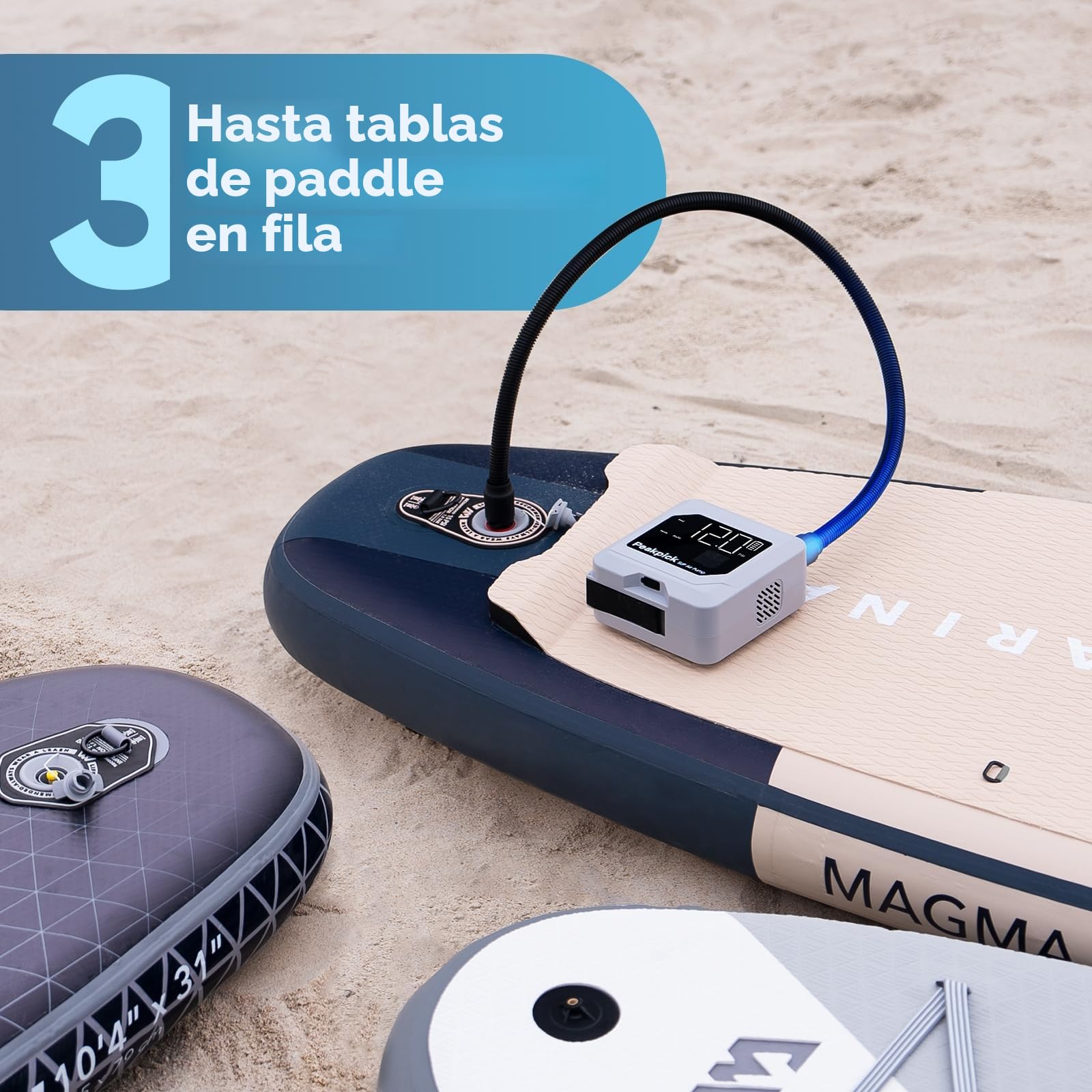 Bomba eléctrica de Tabla de Remo de 20 PSI, Funciona con Pilas Recargables, inflado y desinflado Inteligente de Doble Etapa, Bomba de Aire Sup de Apagado automático para Tablas de Remo