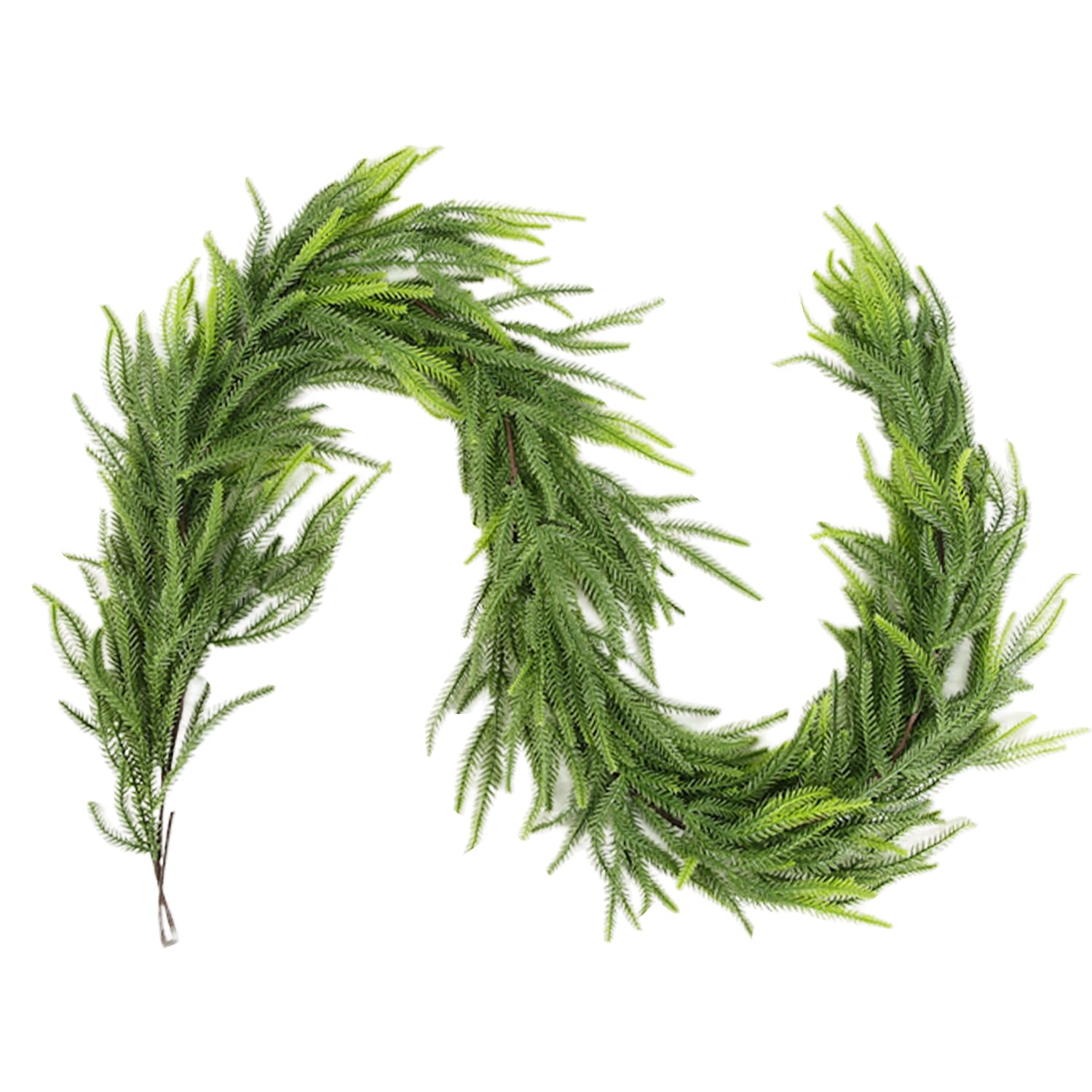 Christmas Norfolk Pine Garlands Decor, 180CM/6ft Artificial Greenery Garland for Front Door, Realistic Christmas Winter Pine Garland for Indoor, Outdoor Christmas Decorations (1Pc)