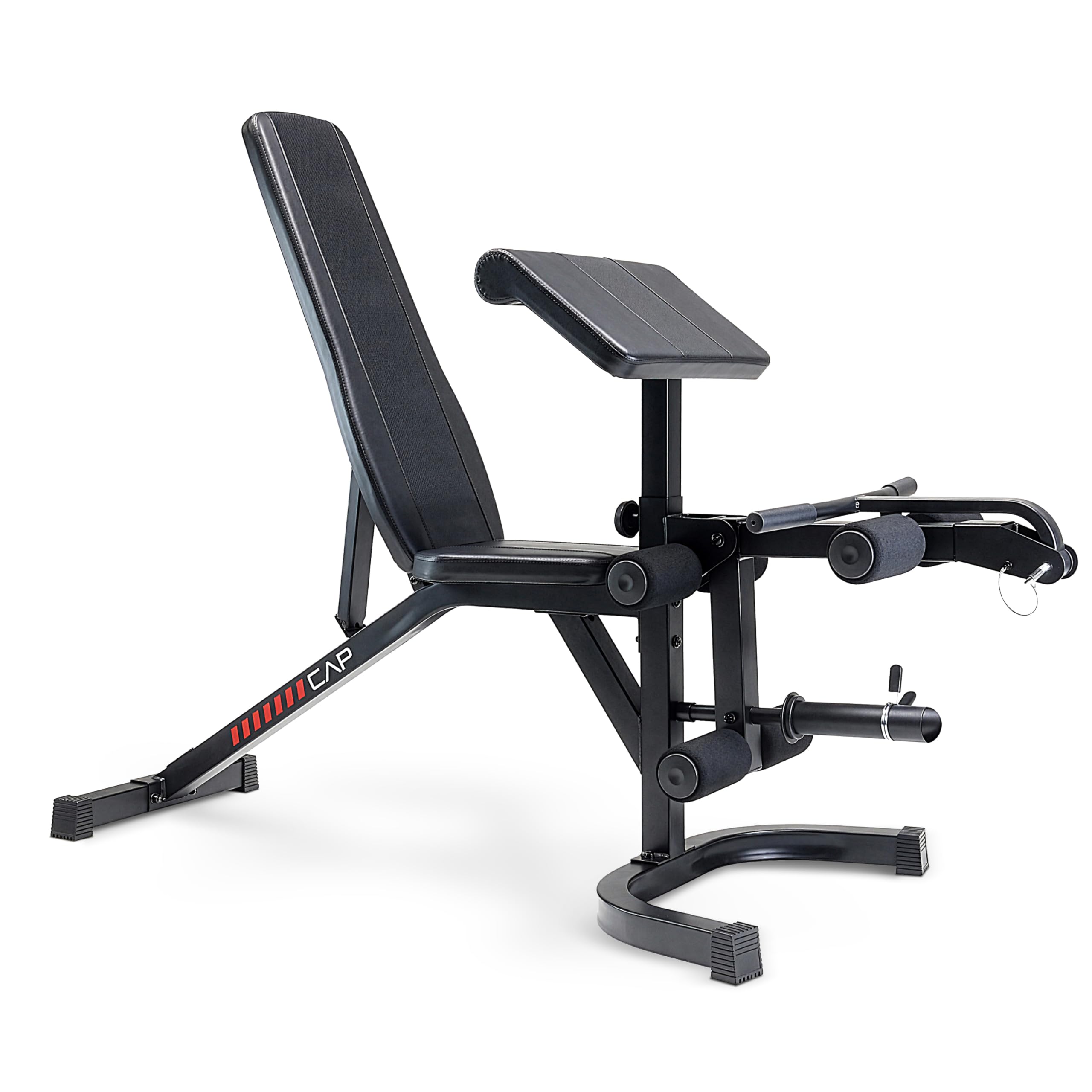 Adjustable Utility Weight Bench with Preacher Pad, Arm Curl Attachment, and Leg Developer for Full Body Strength Training
