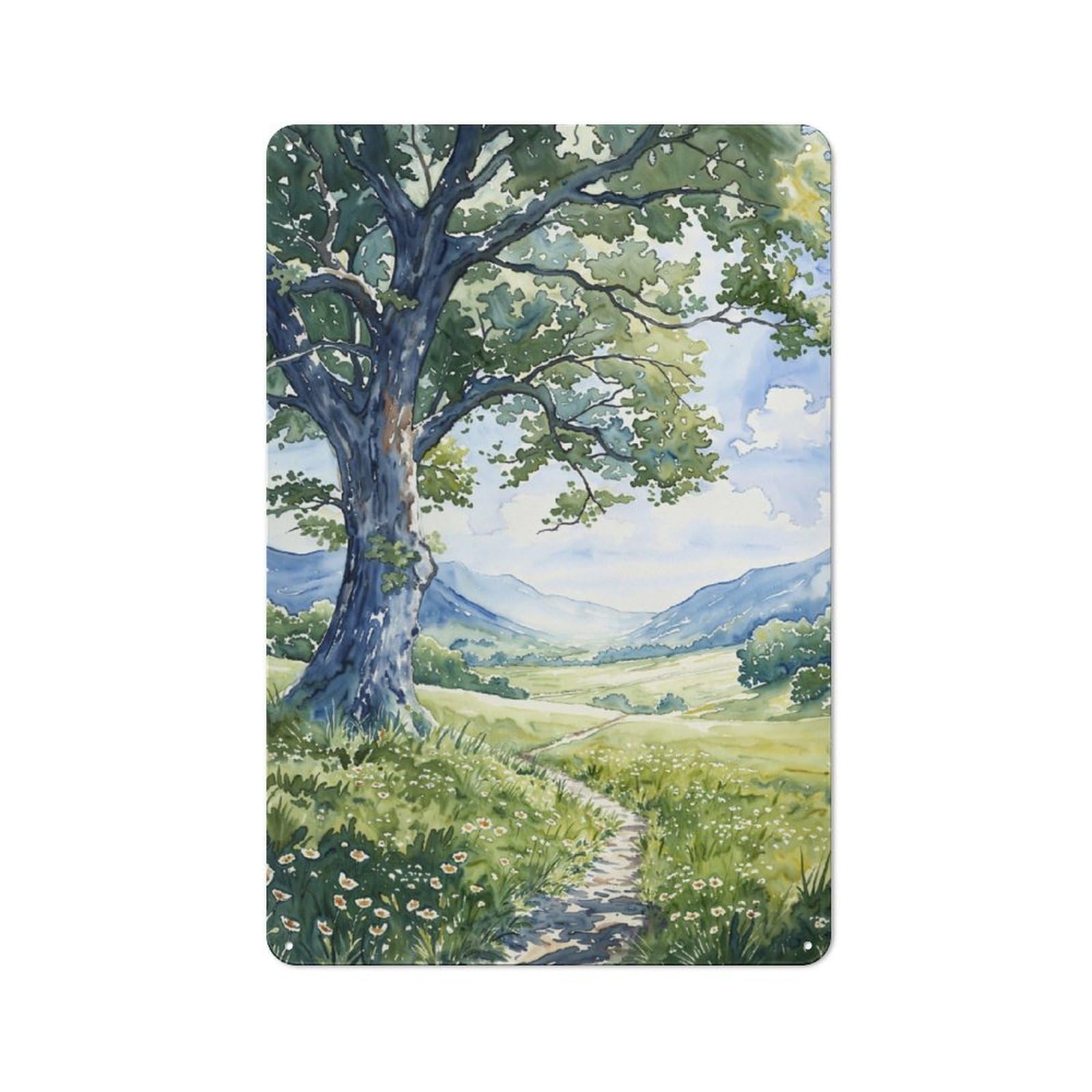 Junmoney Verdant Valley Path Tin Wall Plaque 30X20cm With For Dining Room Or Kitchen, For Vintage Wall Decor Fans, For Themed Room Decoration