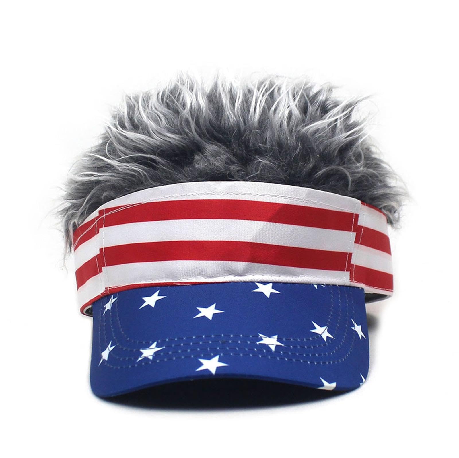 Raylans Novelty Sun Visor Cap Wig Peaked Adjustable Baseball Hat with Spiked Hair