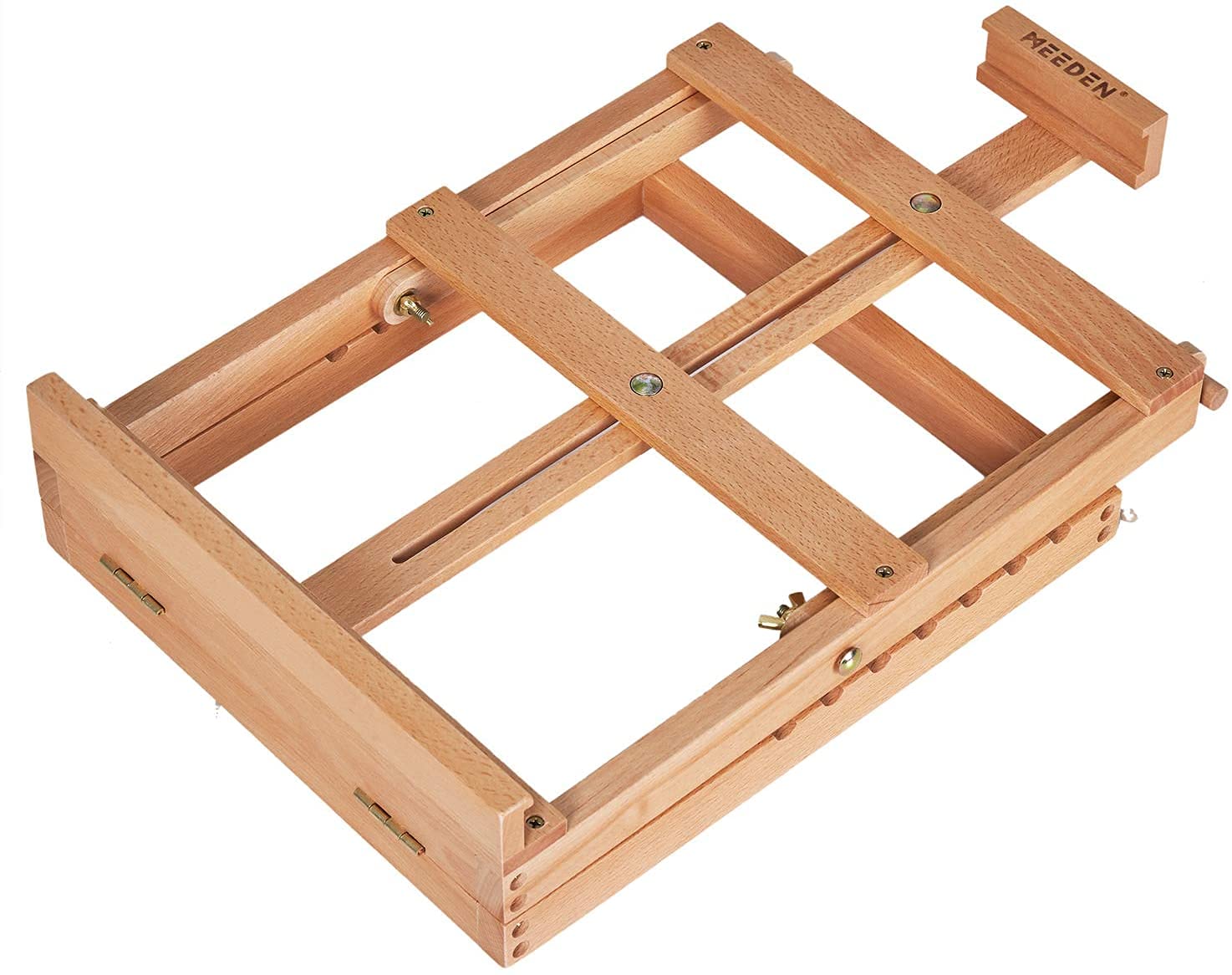 Tabletop Studio H-Frame Hölzerner Staffelei-Massiv-Buchenholz-einstellbare Künstler des Desktops Wood-Staffeltisch for Künstler, Anfänger & Teens-Holds Leinwand-Kunst bis 23"hoch