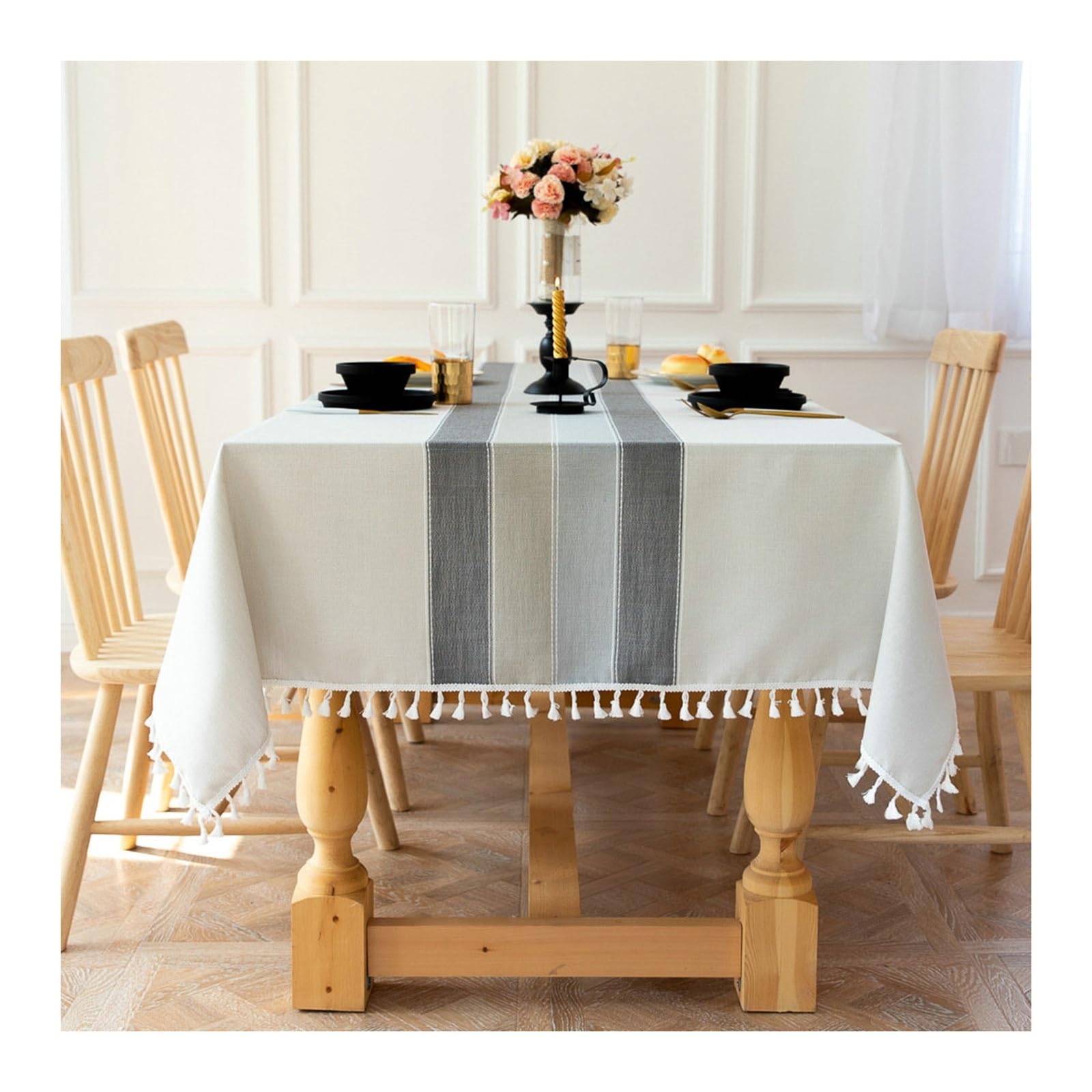 Nappe de table anti tache grise rectangulaire 100x160 carreaux
