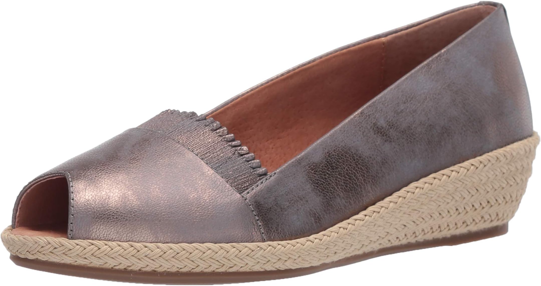 Gentle Souls by Kenneth Cole Women's Luci Ruffle A-Line Wedge Sandal, Grey, 9.5