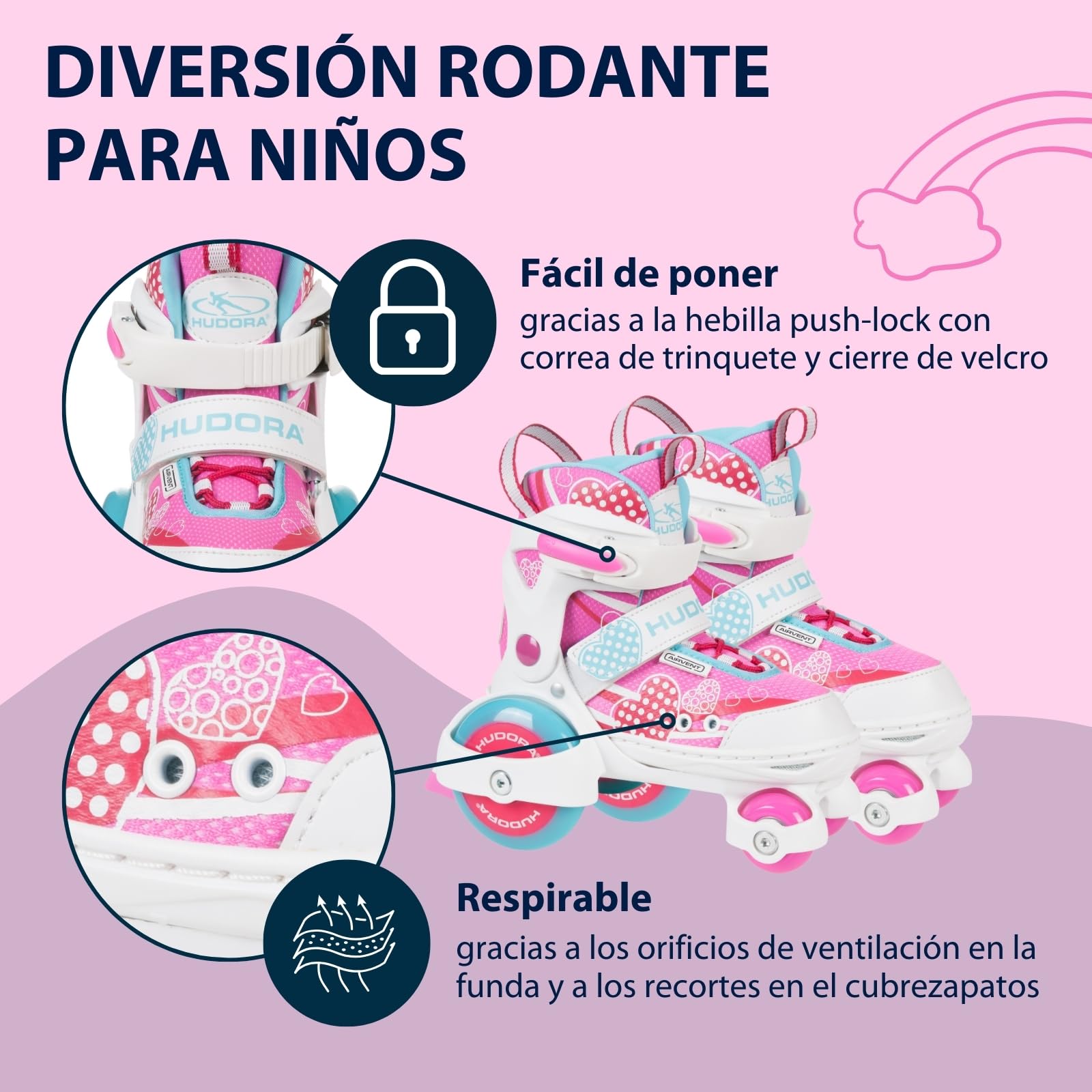 HUDORA Roller Skates My First Quad Patines para niños Ajustables hasta 20 kg Ruedas Grandes