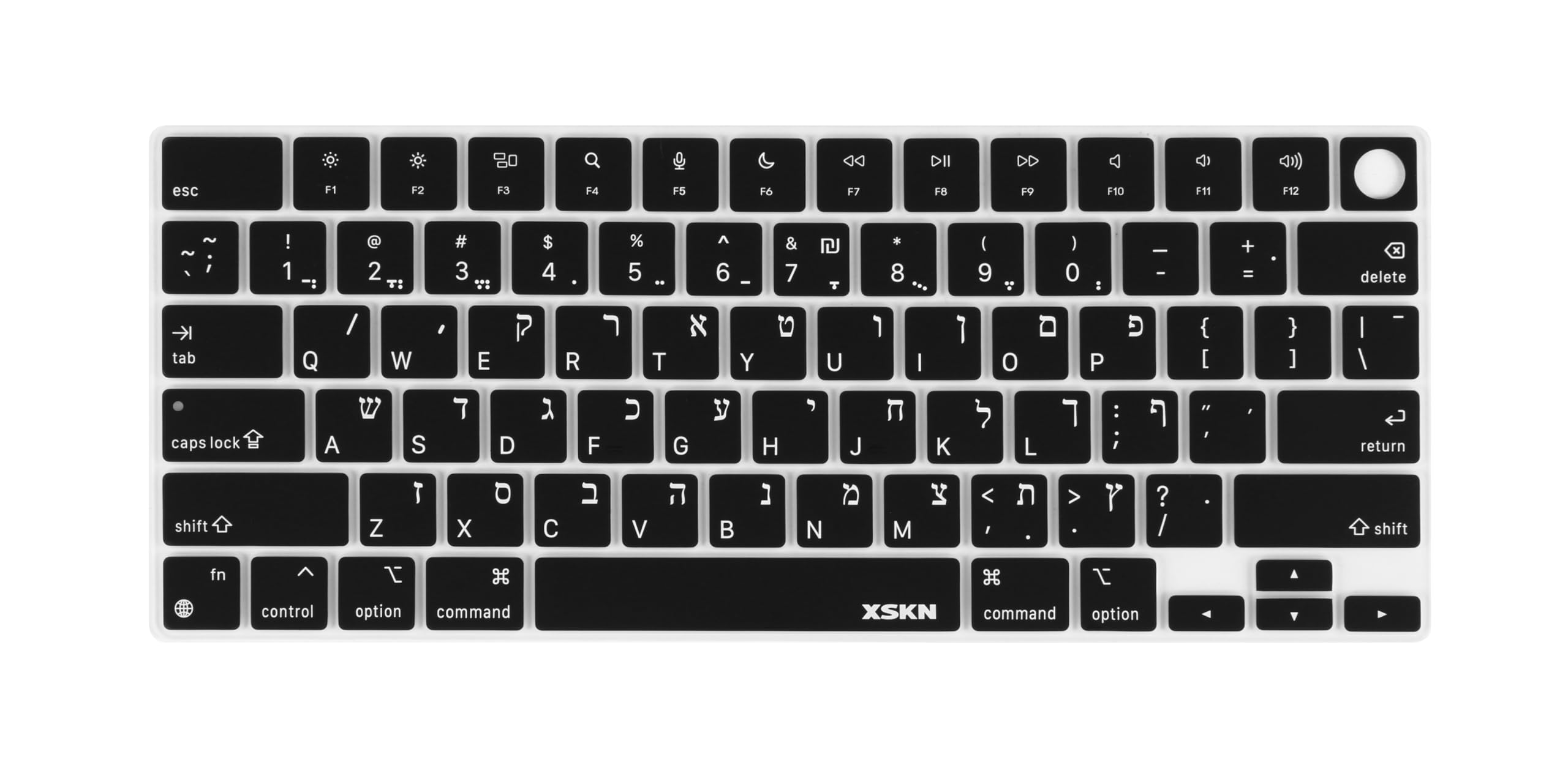XSKN Hebrew Language US Version Keyboard Silicone Skin Cover Fits for Apple Since 2021 Released MacBook Air MacBook Pro 13.6 15.3 14.2 16.2 Inch with M1 M2 M3 M4 Chip and Touch ID