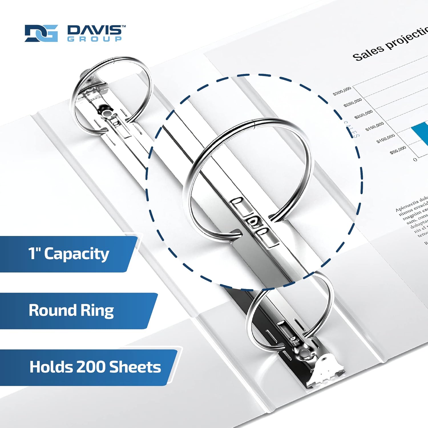 Davis Group Easyview Junior Mini Binder, 1-Inch 3-Ring Binder, Premium Small Clear-View, 8.5"x5.5", White