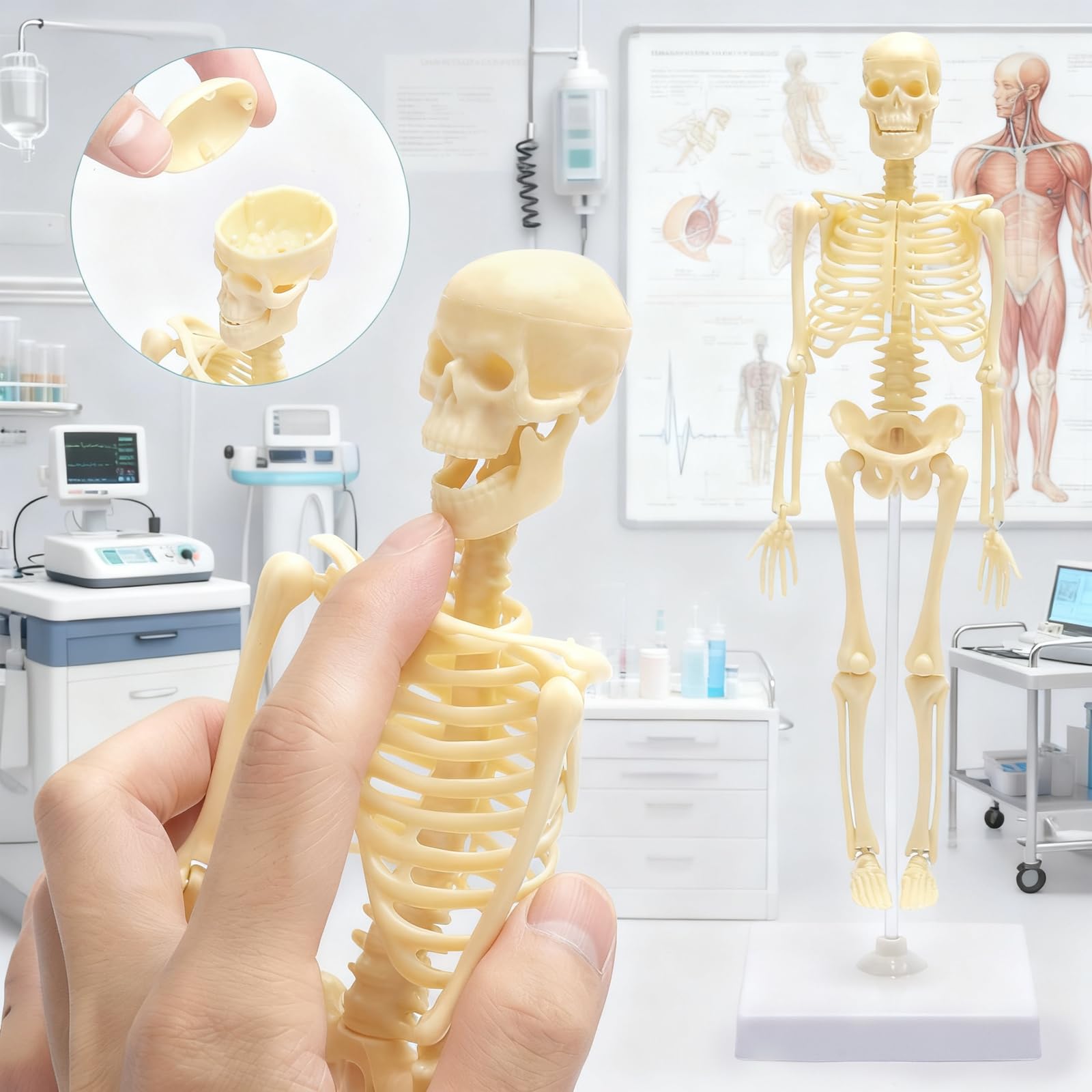Wysoko ludzki szkielet do anatomii, model ludzkiego ciała, całe ciało z ruchomymi ramionami, struktury kości nóg, całe żebra kręgosłupa modelu szkieletowego są zintegrowane