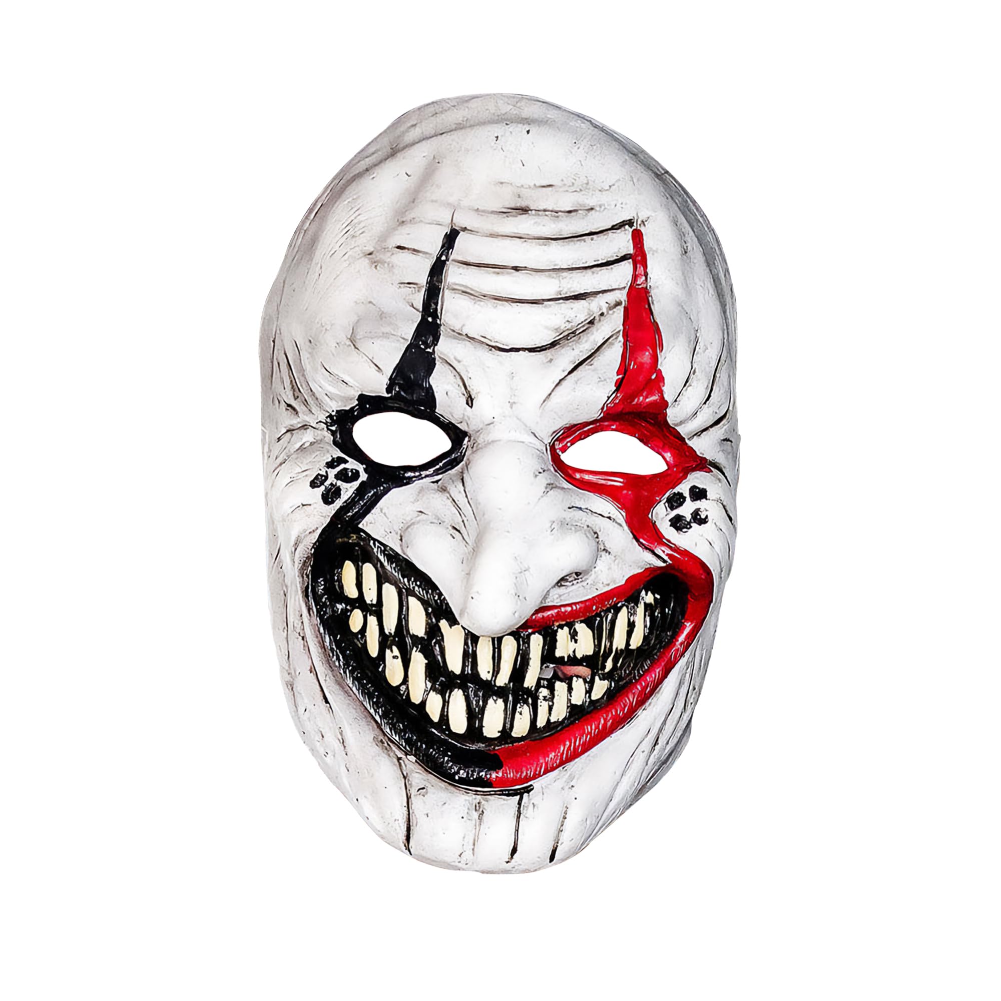 White, Black, & Red Sinister Jester Mask (Pack of 1), Spooky Design, Perfect Accessory for Halloween Cosplay, Costume Parties