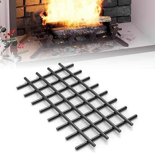 Flamorrow Retenedor de brasas de rejilla para chimenea, rejilla de malla de acero resistente de 16 x 10 pulgadas para rejilla de chimenea, retenedor