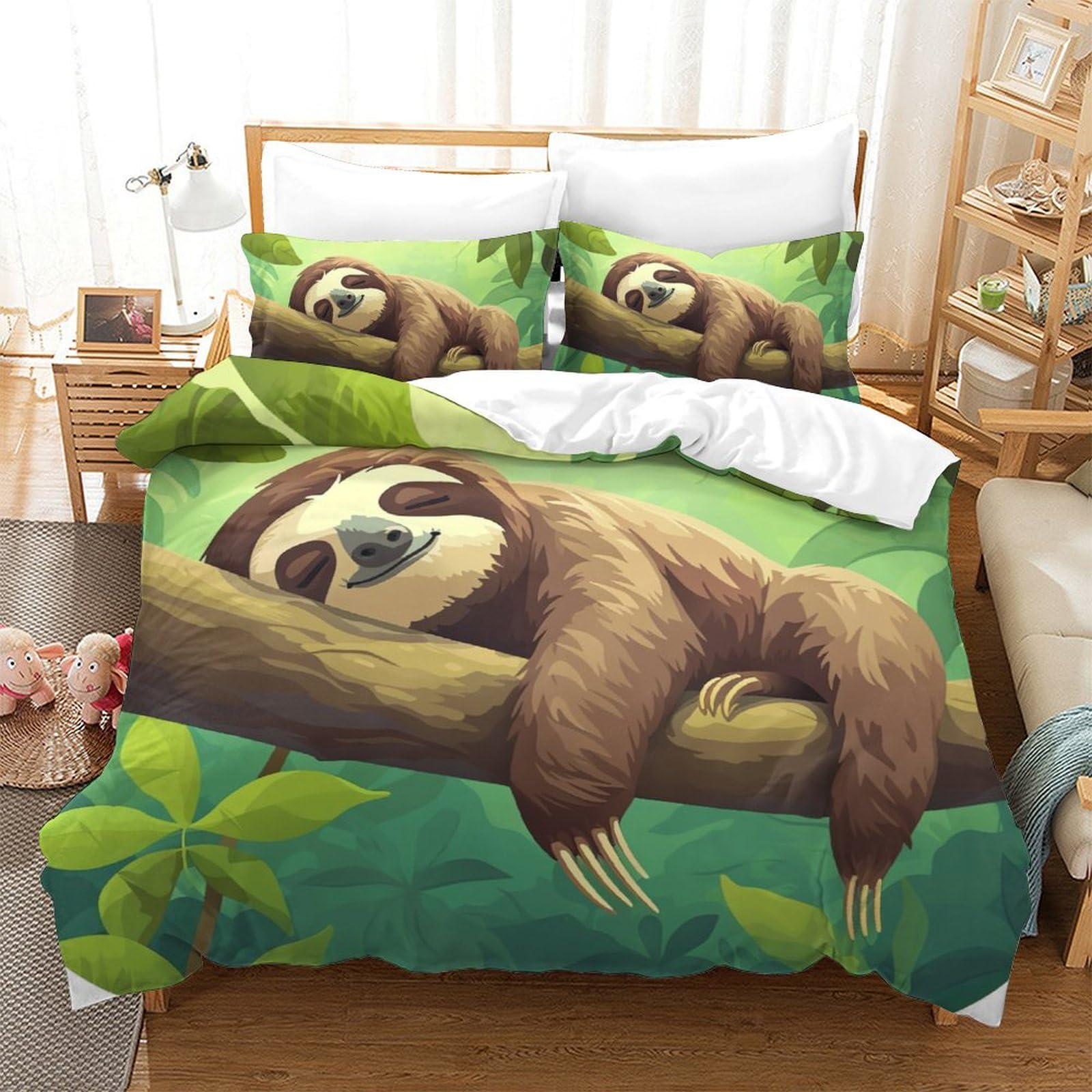 Parure de lit loutre 200x200 housse de couette microfibre respirante 3 pièces