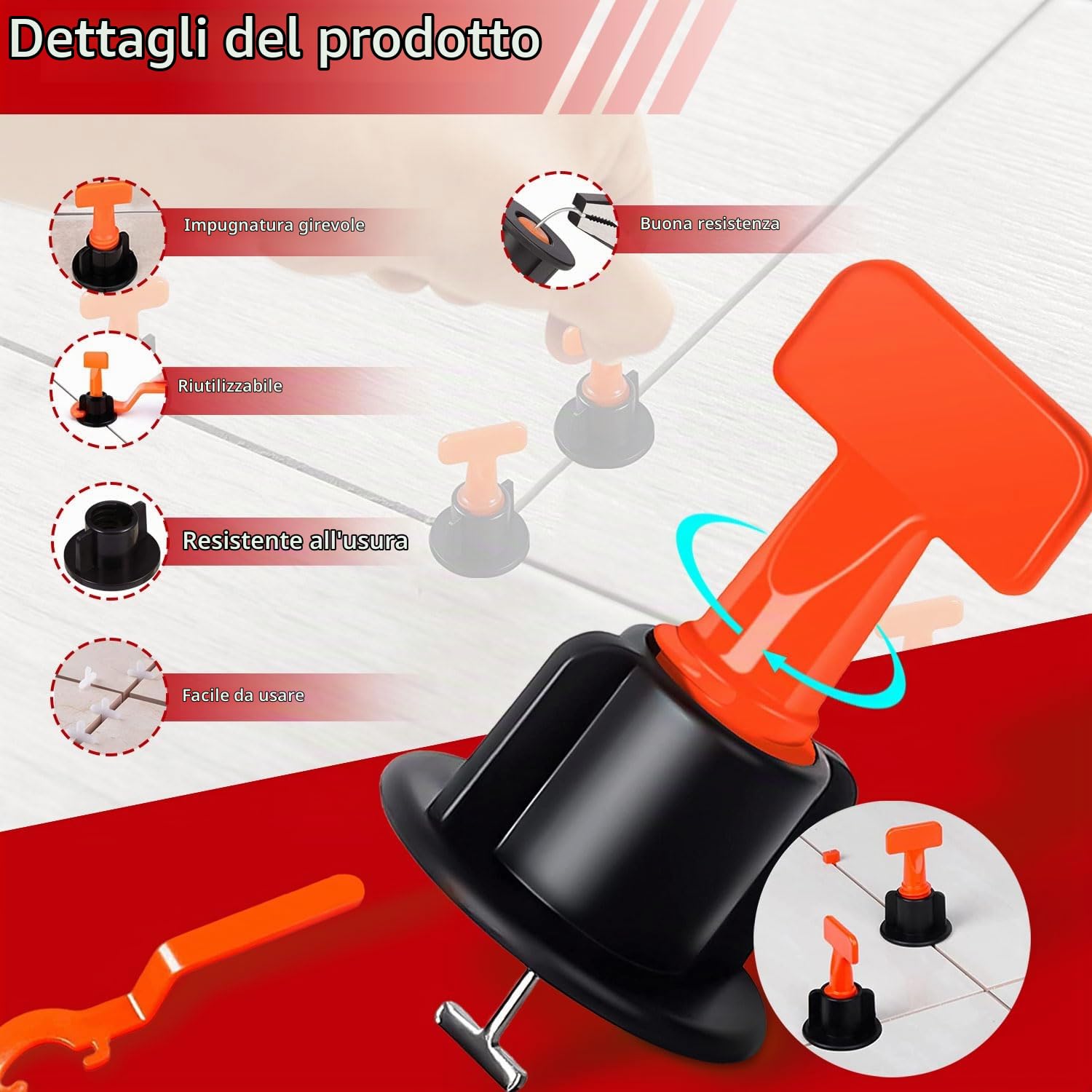 1104 pezzi Distanziatori per Piastrelle Livellatori per Piastrelle Cunei | per Piastrelle con Croci di Piastrelle 2 mm e 3 mm Chiave per piastrelle per Piastrelle da Parete e Pavimento Riutilizzabile