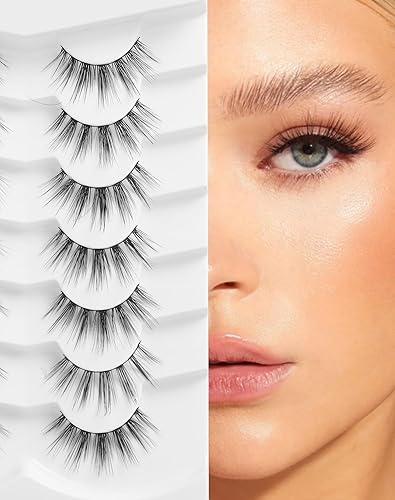 Miniatura 1 de Pestañas postizas de 0.551 pulgadas, pestañas postizas 3D de aspecto natural, esponjosas, pestañas postizas naturales Jiocolor postizas, 7 pares S8