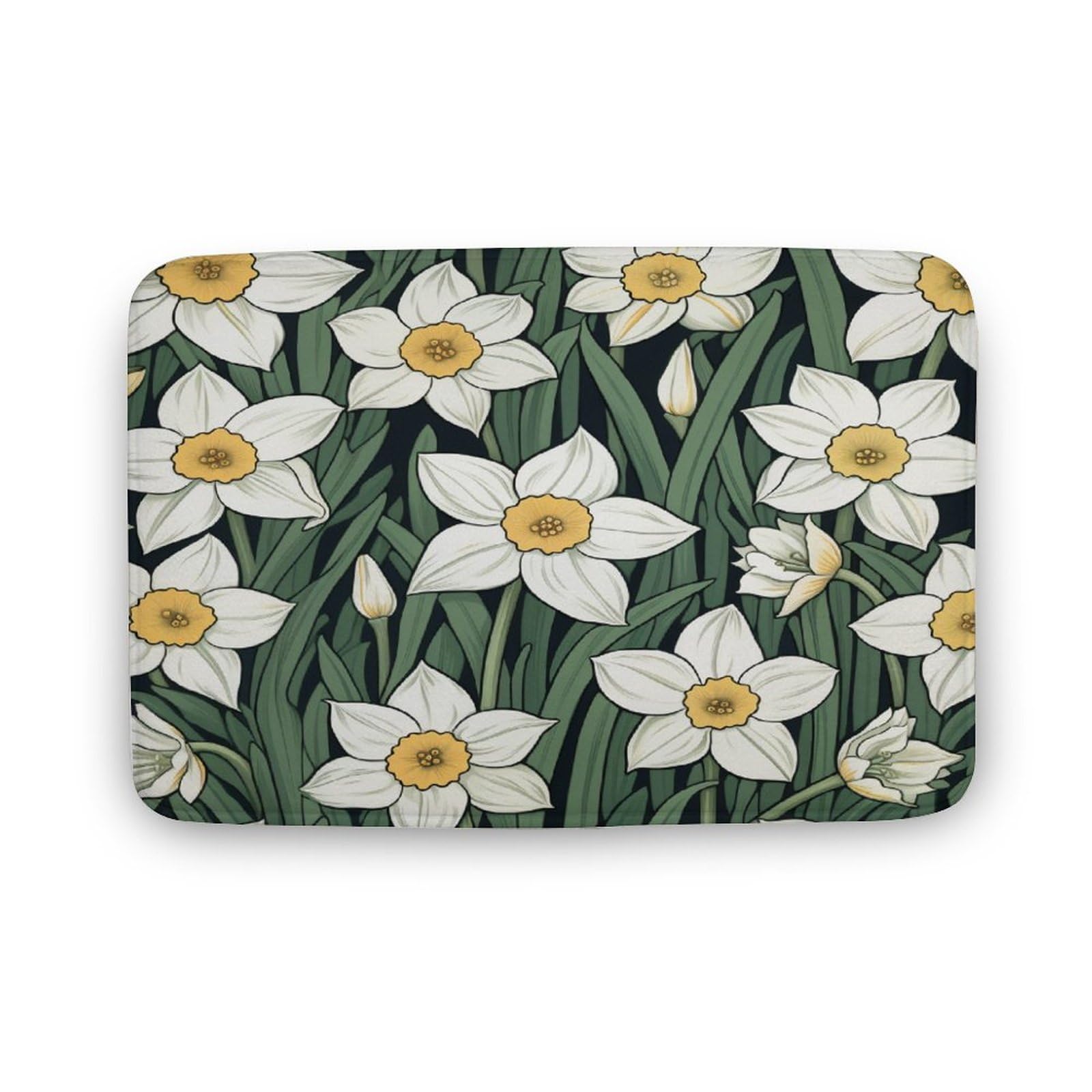 White Daffodil Flower Bathroom Mats Rugs Spring Daffodil Flower Door Mat Coral Velvet Non Slip Shower Mat Bedroom Rug Kitchen Toilet Floor 20