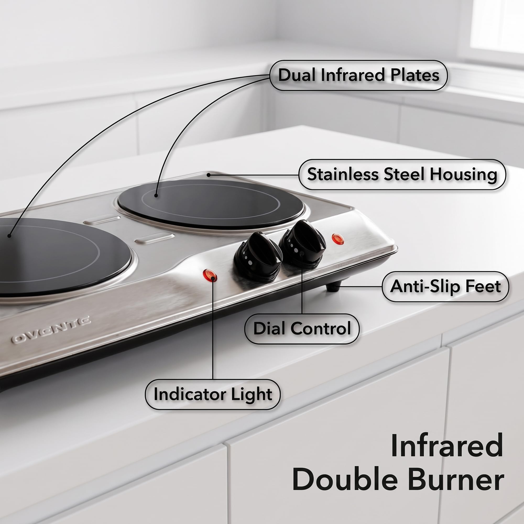 Ovente Countertop Burner - Portable Induction Cooktop -3