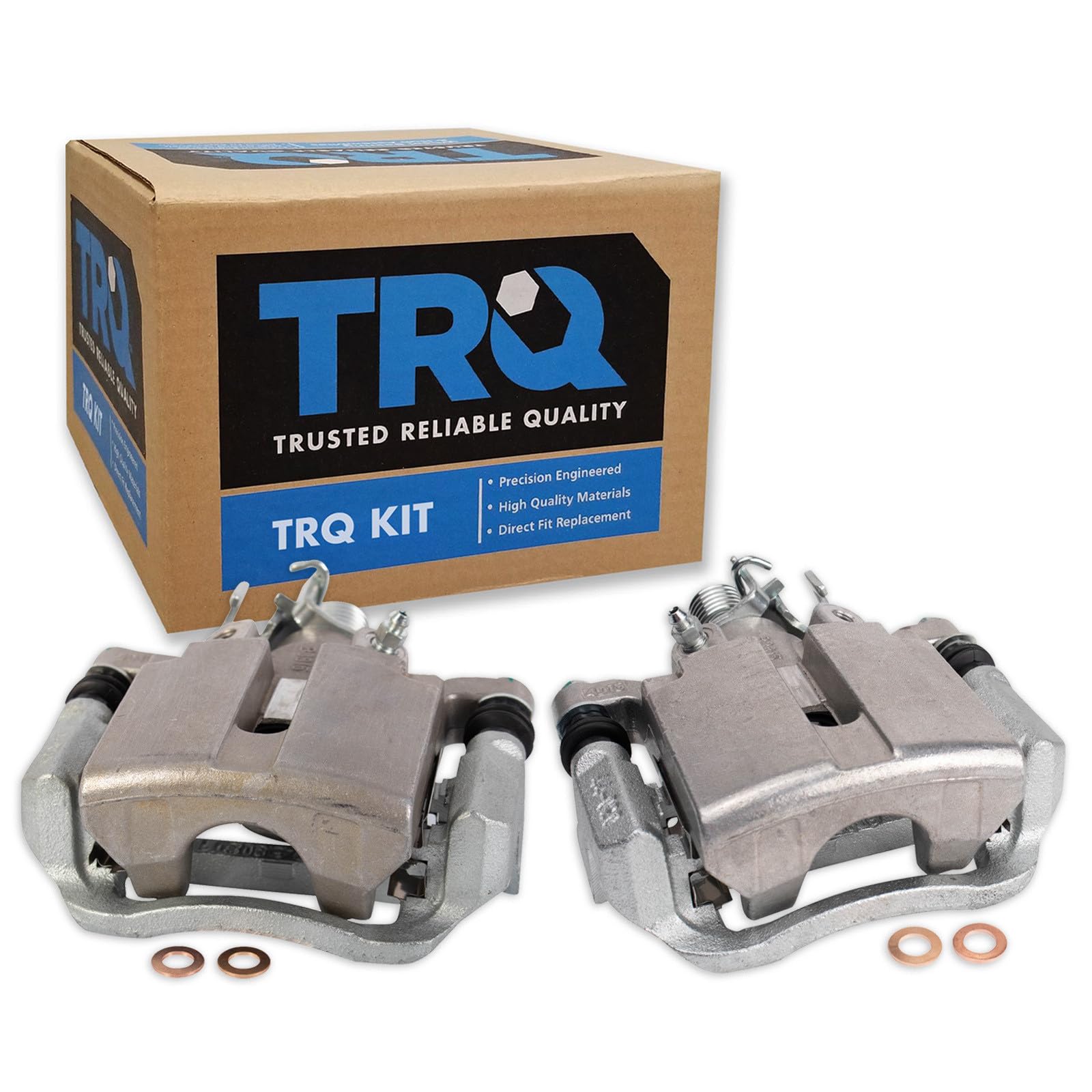 TRQ Rear Brake Caliper Set Zinc Coated Hardware Brackets