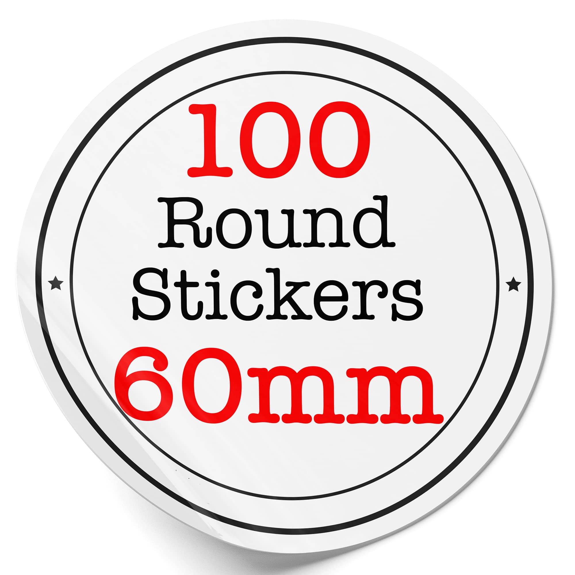 100 Personalised Round Vinyl Stickers Customised Sticker Labels Waterproof Stickers, 60MM