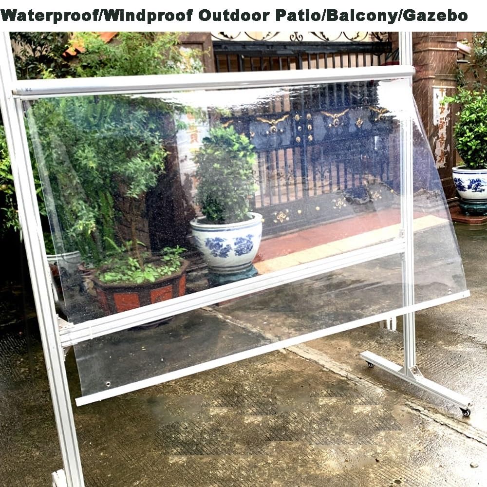 Transparente PVC Roll-up-Markise für Pergola, Garage, Balkon & Garten, wasserdicht, schnurloses Federsystem, winddichtes Vordach (B130xH160cm) : 