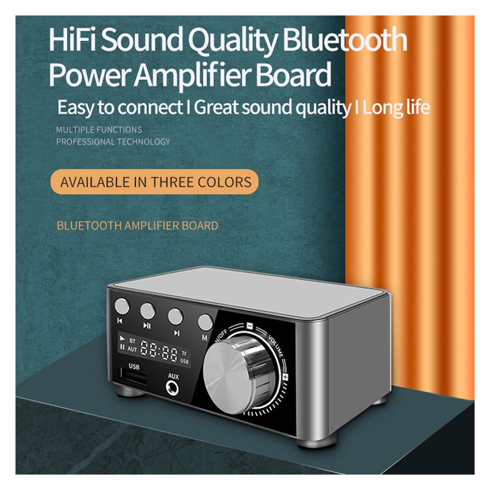 Kompatybilny Z Bluetooth Power Mini Wzmacniacz Audio Cyfrowy Wzmacniacz Stereo Do Domowego Sprzętu Audio Samochodowego Precyzyjne Strojenie(Wood)