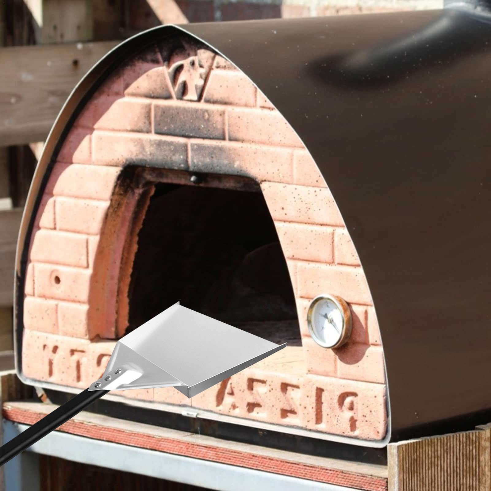Pala per caminetto – per cenere per robusta, pala per cenere di forma | intatta per carbone | Pala per cenere da forno con manico rimovibile, pala per in acciaio