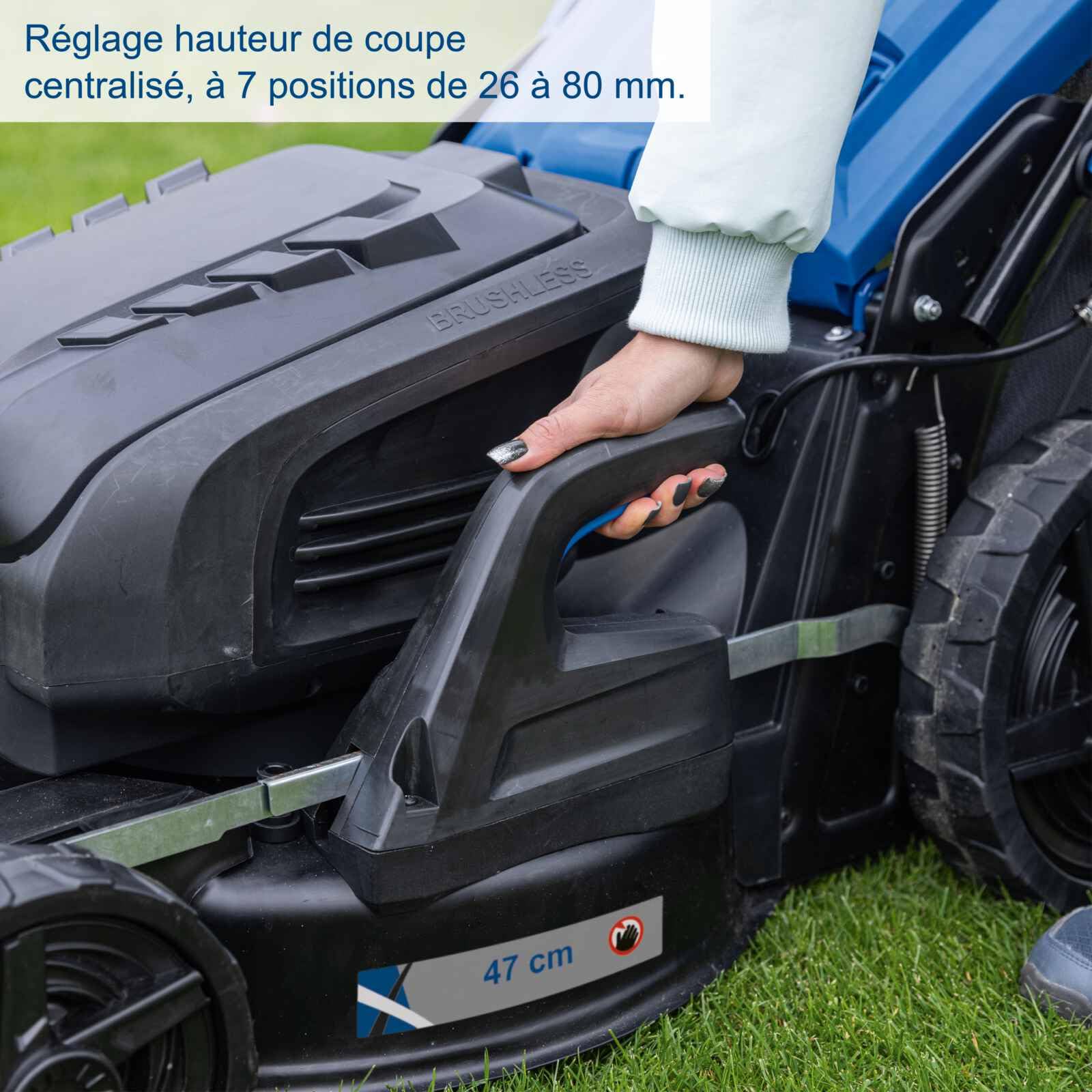 Scheppach BC-MP470-X Tondeuse à Gazon sans Fil 4 Batteries et 2 chargeurs