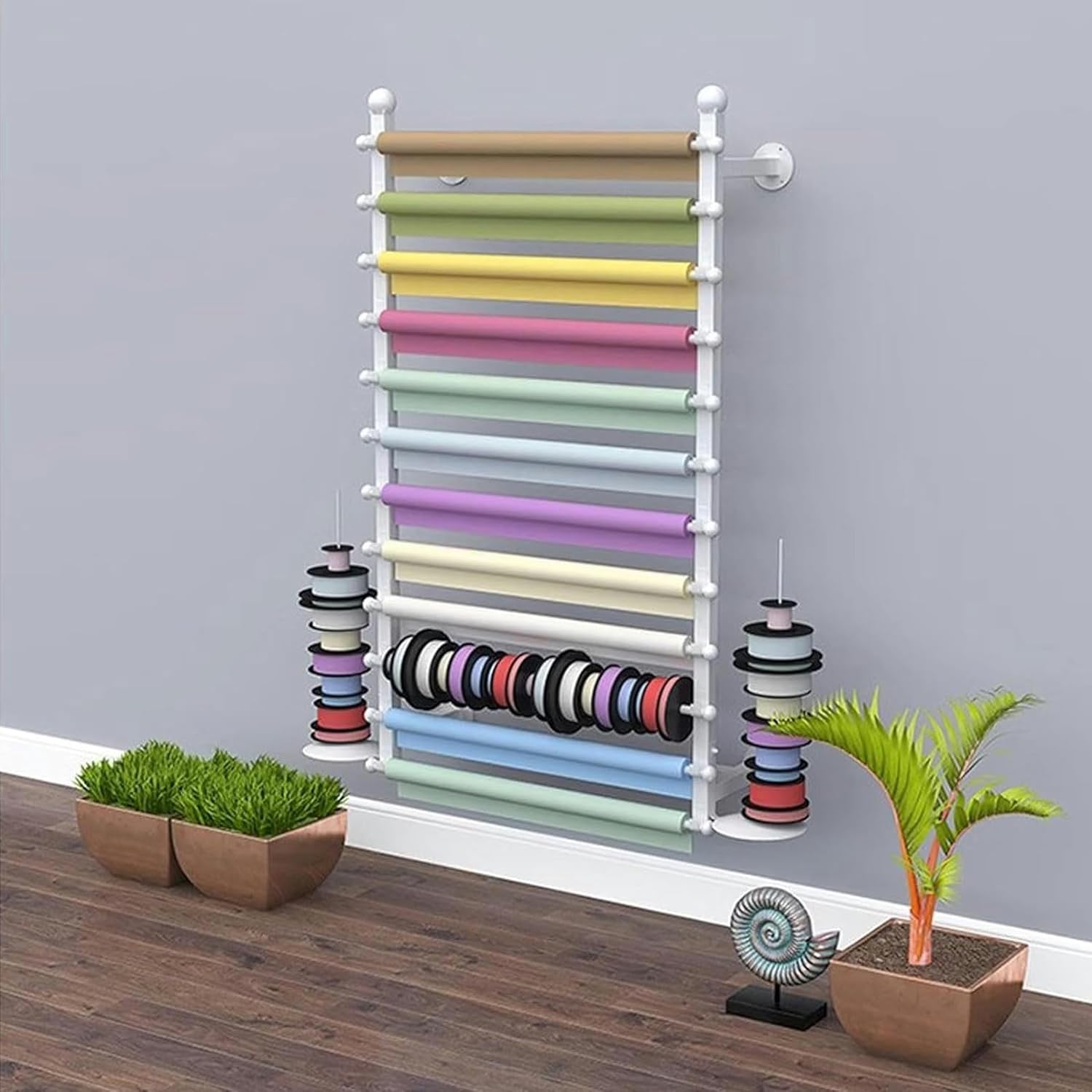 Wall Mounted Clothing Organizer Scarves Rack, Space-Saving Towel Storage Station, Hanging Retail Display Tie Belt Ribbon Organizer Rack for Closets Drawing Rooms